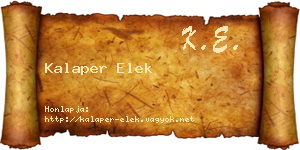 Kalaper Elek névjegykártya