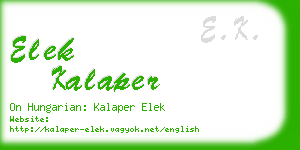 elek kalaper business card